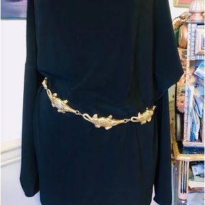 Gold Alligator And Chain Belt